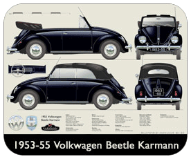VW Beetle Karmann Cabriolet 1953-55 Place Mat, Small